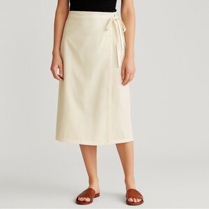 J. Crew Garment-Dyed Wrap Skirt AY930 sz L  Pale Yellow